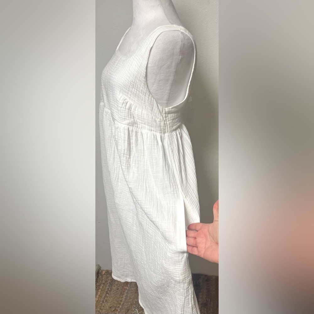 Stars Above 100% Cotton Midi Sleep Dress White Gauzy Fabric With Pockets 
Sz XS - Picture 5 of 8